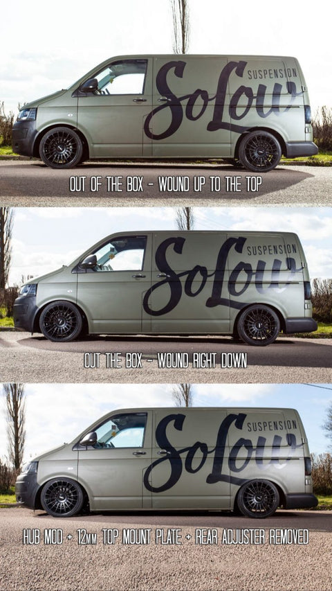 VW Transporter T5/T6 – SoLow – “LOW” – Coilover Kit (95mm-125mm)– T26/T28/T30
