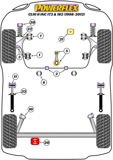 Dog Bone (Twisted) Engine Mount Bush Kit PFF60-211K