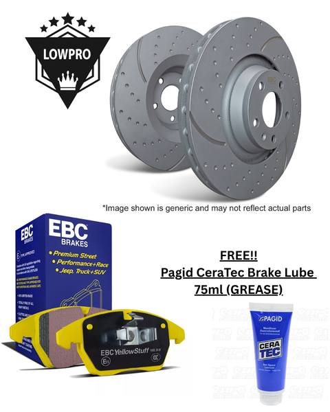 EBC Front Brake Upgrade Kit – Yellowstuff Pads & GD Sport Disc DP41383/2R & GD414 Fits Fiat Abarth