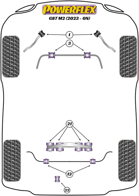 Powerflex Rear Diff Rear Mounting Bush PFR5-4026 BMW G87 M2