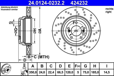 ATE Rear Brake Disc (Rear Right) - BMW M3 E9X