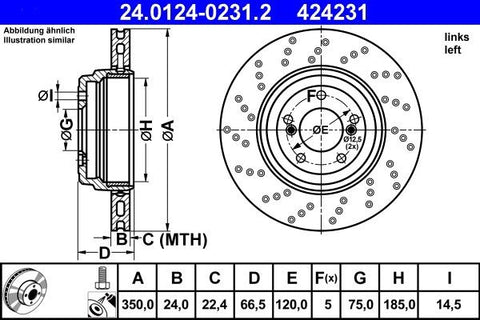 ATE Rear Brake Disc (Rear Left) - BMW M3 E9X